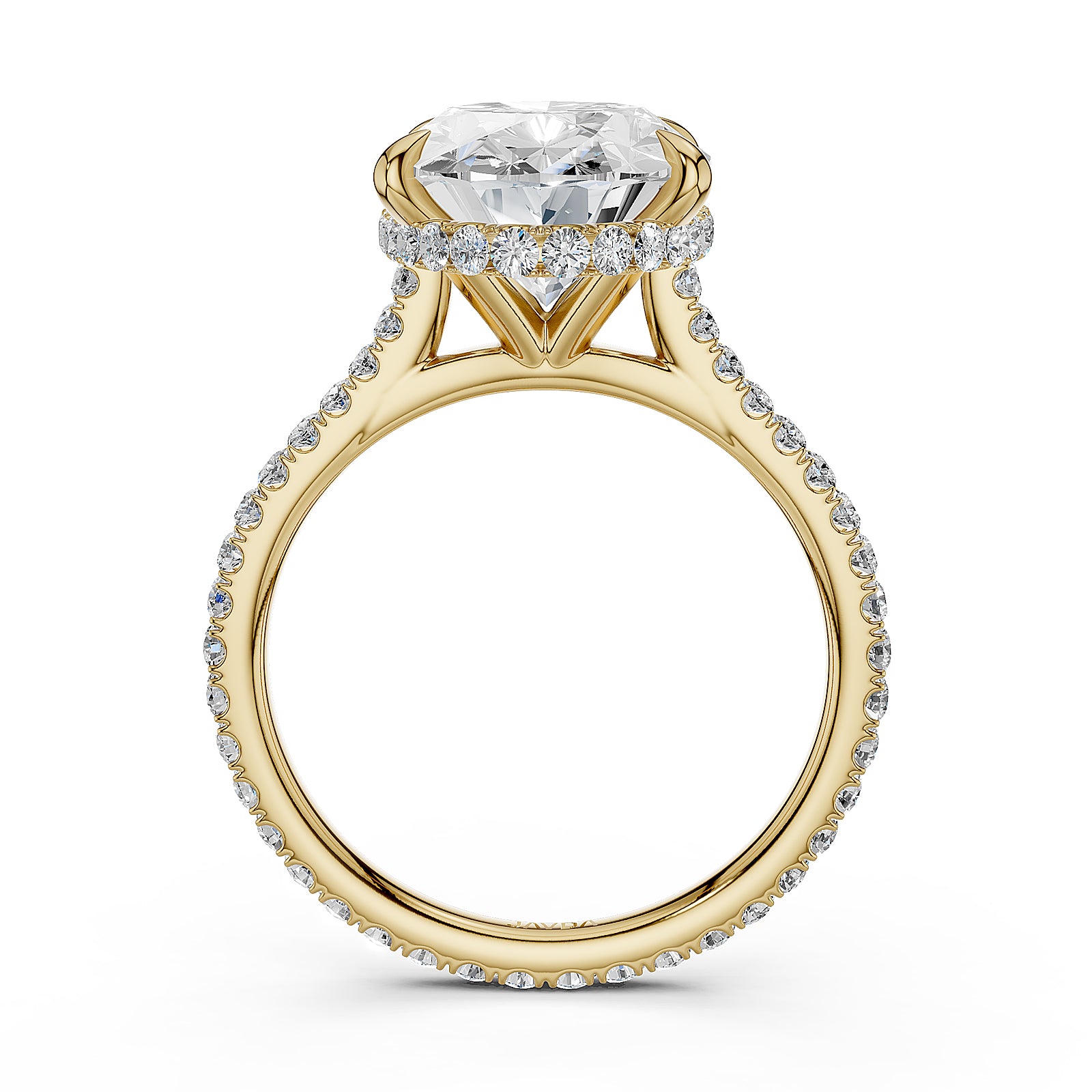 Cathedral Style Halo French U Pave Set Lab Grown Diamond Engagement Ring IGI Certified 4.55 Ctw.